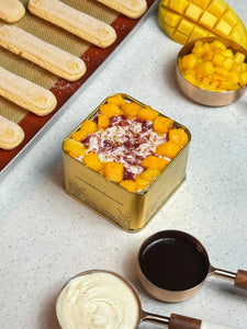 The Mango Raspberry Tiramisu in a Tin