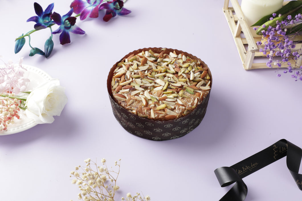 The Premium Khoya Tea Cake with Pistachios and Almonds ( Big ) (Shipping all over India)
